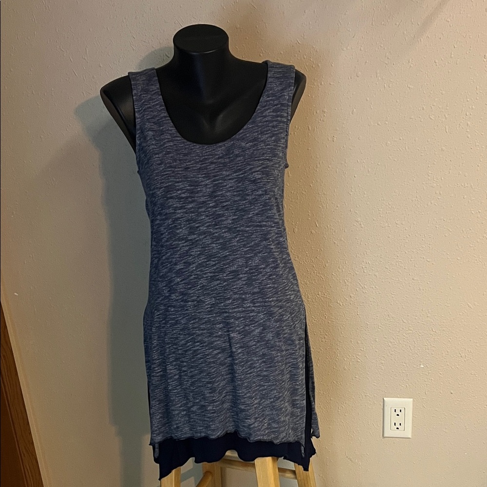 Yak N Yeti Sleeveless Heathered Navy Tunic Tank Dress S